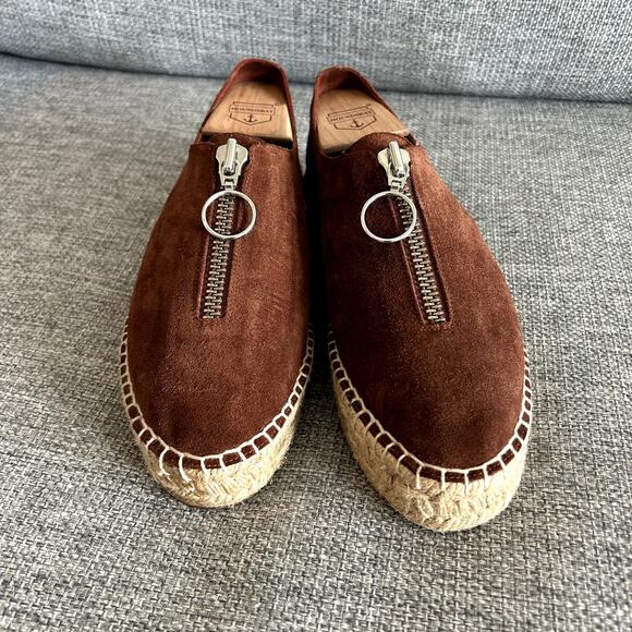 NWOT Alexander Wang Devon Brown Suede Espadrilles US 8 EU 38  Platform Zip Shoes - Picture 2 of 16